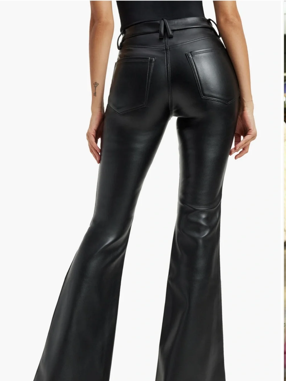 Good American Good Legs Faux Leather Flare Pants